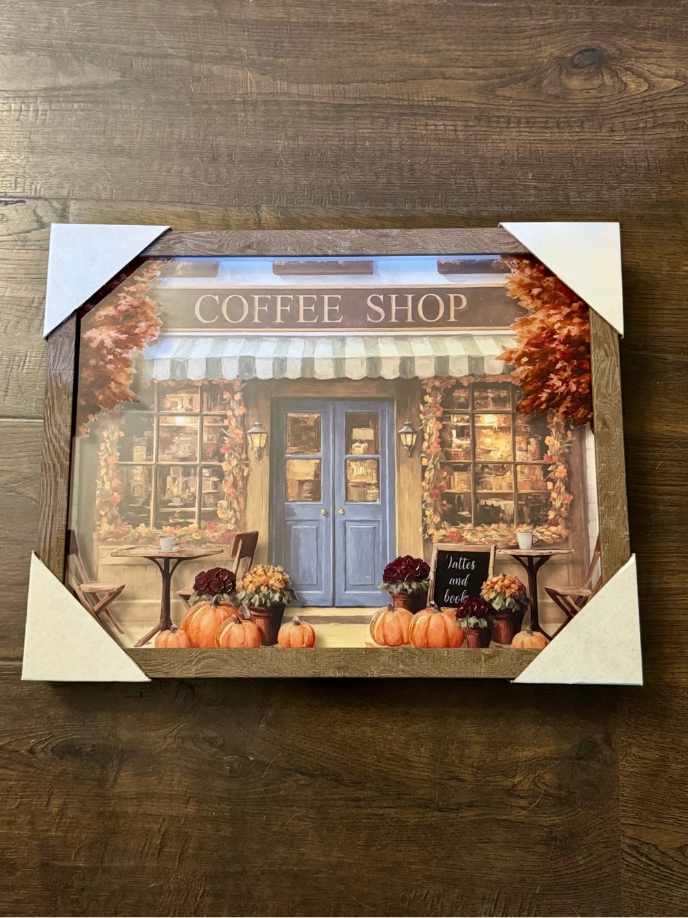 Autumn Coffee Shop Wall Art - Blue Door